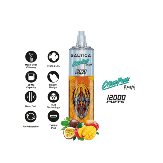 Saltica Cyberpunk 12000 Mango Passion Fruit  en uygun fiyatlar ile ozelbuhar.coda! Saltica Cyberpunk 12000 Mango Passion Fruit özellikleri, fiyatı, incelemesi, yorumları ve taksit seçenekleri için hemen tıklayın!