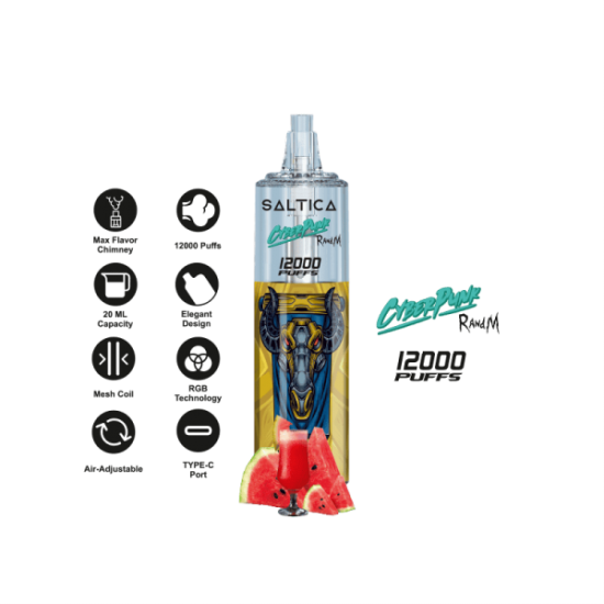 Saltica Cyberpunk 12000 Watermelon Lemonade  en uygun fiyatlar ile ozelbuhar.coda! Saltica Cyberpunk 12000 Watermelon Lemonade özellikleri, fiyatı, incelemesi, yorumları ve taksit seçenekleri için hemen tıklayın!