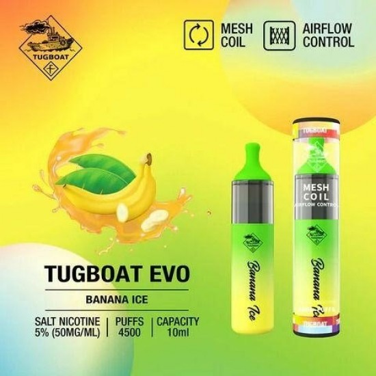 Tugboat Evo 4500 Banana ice  en uygun fiyatlar ile ozelbuhar.coda! Tugboat Evo 4500 Banana ice özellikleri, fiyatı, incelemesi, yorumları ve taksit seçenekleri için hemen tıklayın!