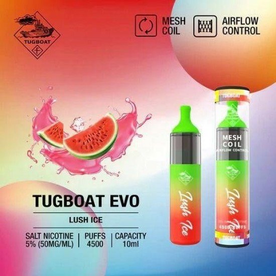 Tugboat Evo 4500 Lush ice  en uygun fiyatlar ile ozelbuhar.coda! Tugboat Evo 4500 Lush ice özellikleri, fiyatı, incelemesi, yorumları ve taksit seçenekleri için hemen tıklayın!