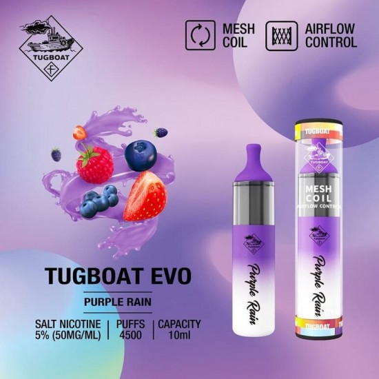 Tugboat Evo 4500 Purple Rain  en uygun fiyatlar ile ozelbuhar.coda! Tugboat Evo 4500 Purple Rain özellikleri, fiyatı, incelemesi, yorumları ve taksit seçenekleri için hemen tıklayın!