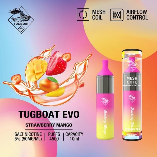 Tugboat Evo 4500 Strawberry Mango  en uygun fiyatlar ile ozelbuhar.coda! Tugboat Evo 4500 Strawberry Mango özellikleri, fiyatı, incelemesi, yorumları ve taksit seçenekleri için hemen tıklayın!